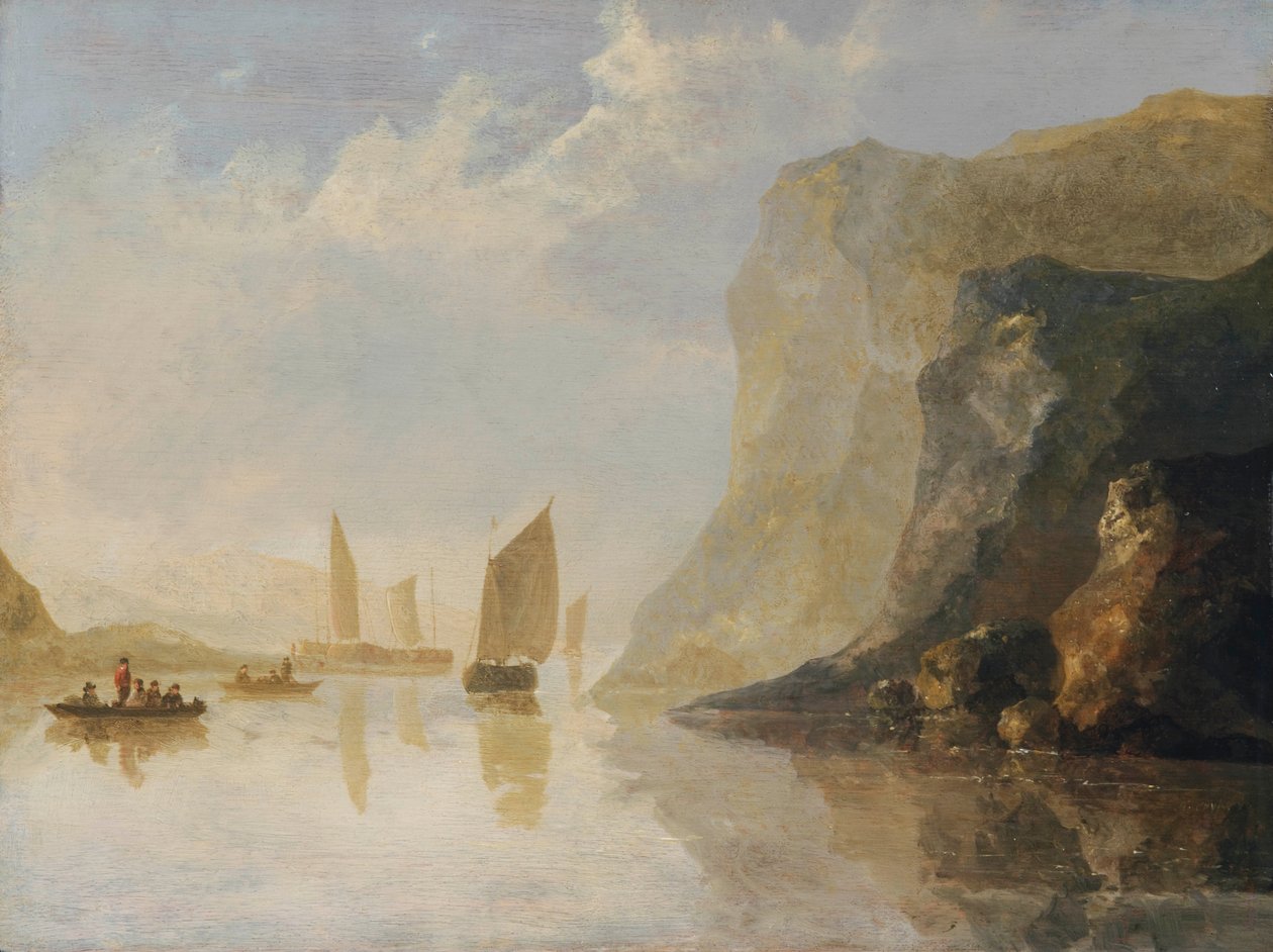 Rivierlandschap met boten door Aelbert Cuyp