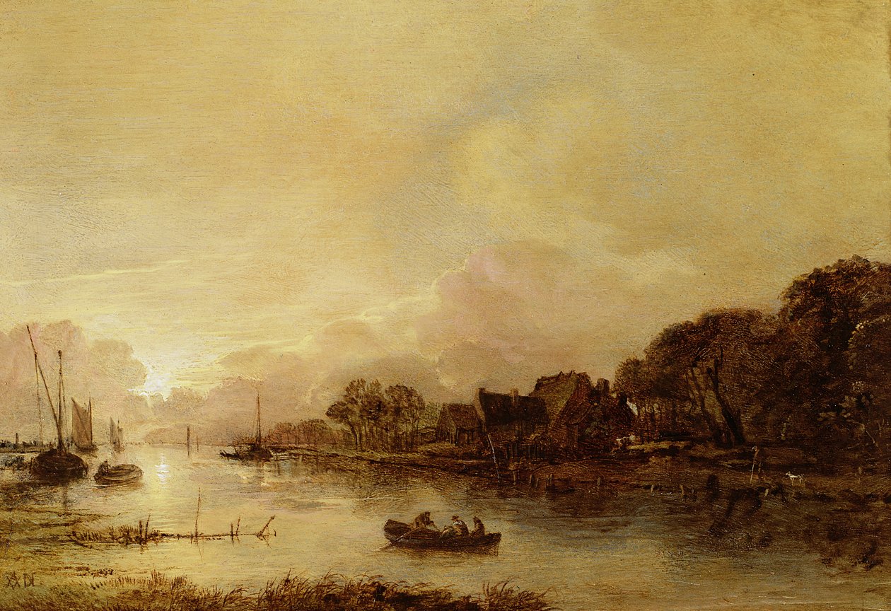 Rivierlandschap door Aert van der Neer