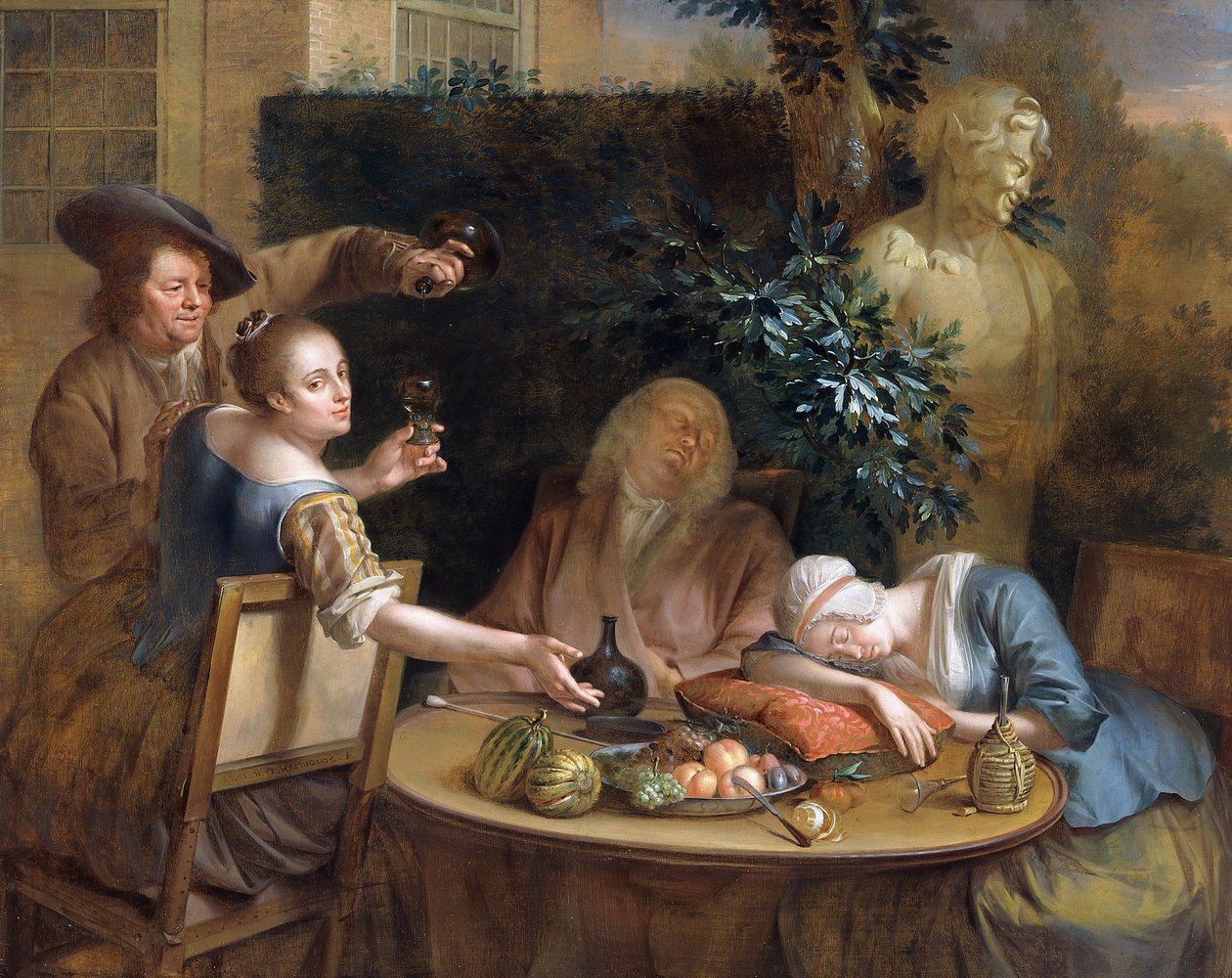 Een drinkpartij in de tuin, 1739 door Aert Schouman