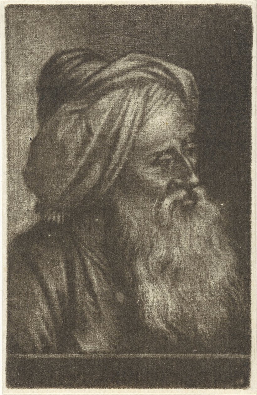 Buste van een man met tulband door Aert Schouman