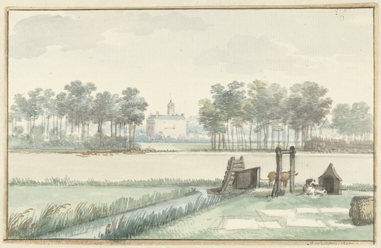 Het kasteel Ter Hooge op Walcheren door Aert Schouman