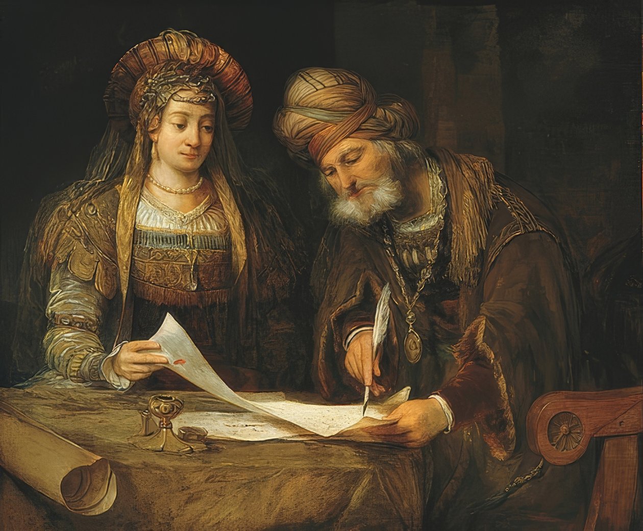 Esther en Mordechai door Aernt de Gelder