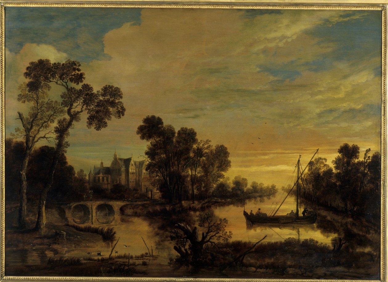 Landschap met Kanaal, 1643 door Aert van der Neer