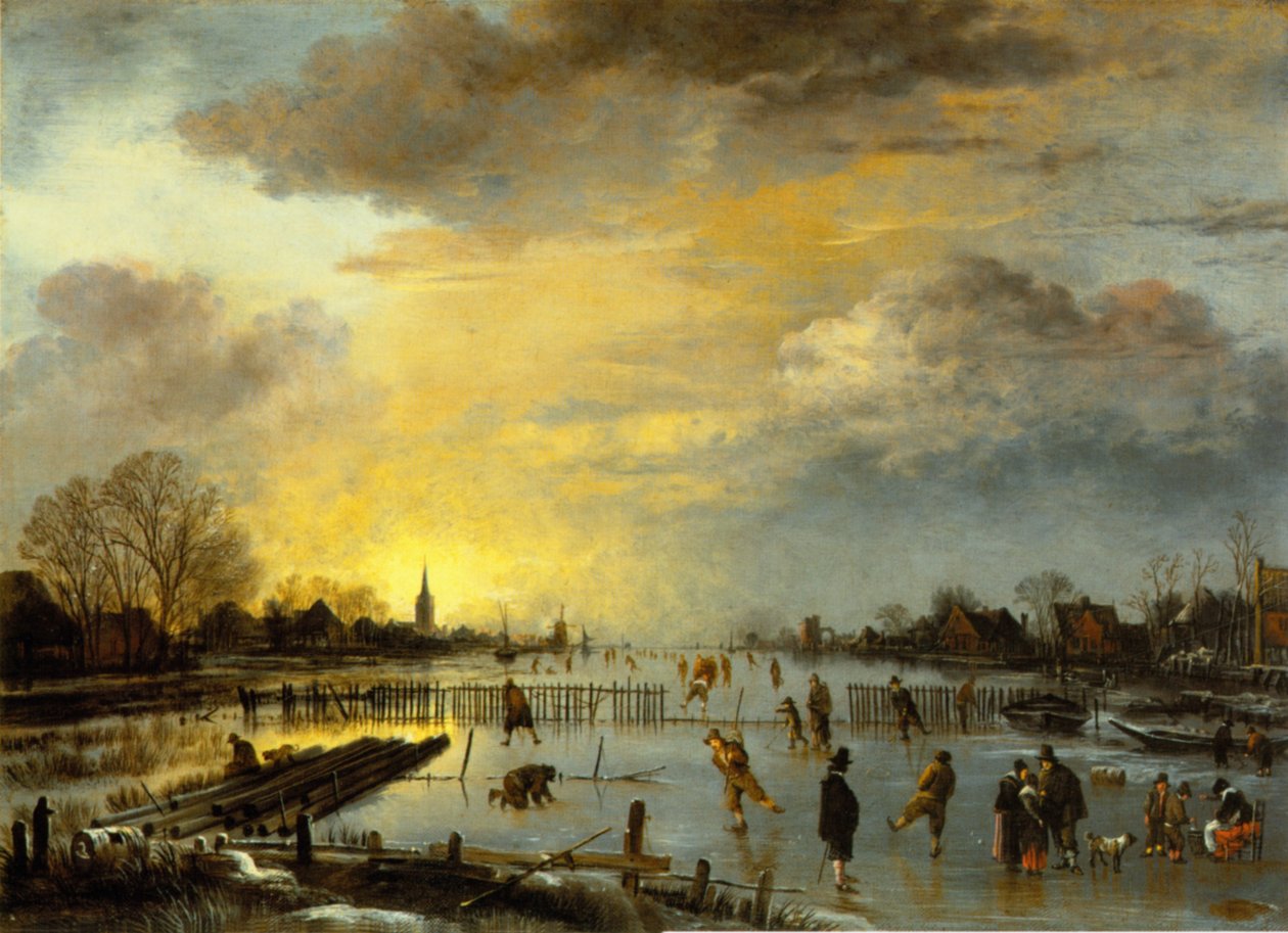 Winterlandschap met Schaatsers door Aert van der Neer
