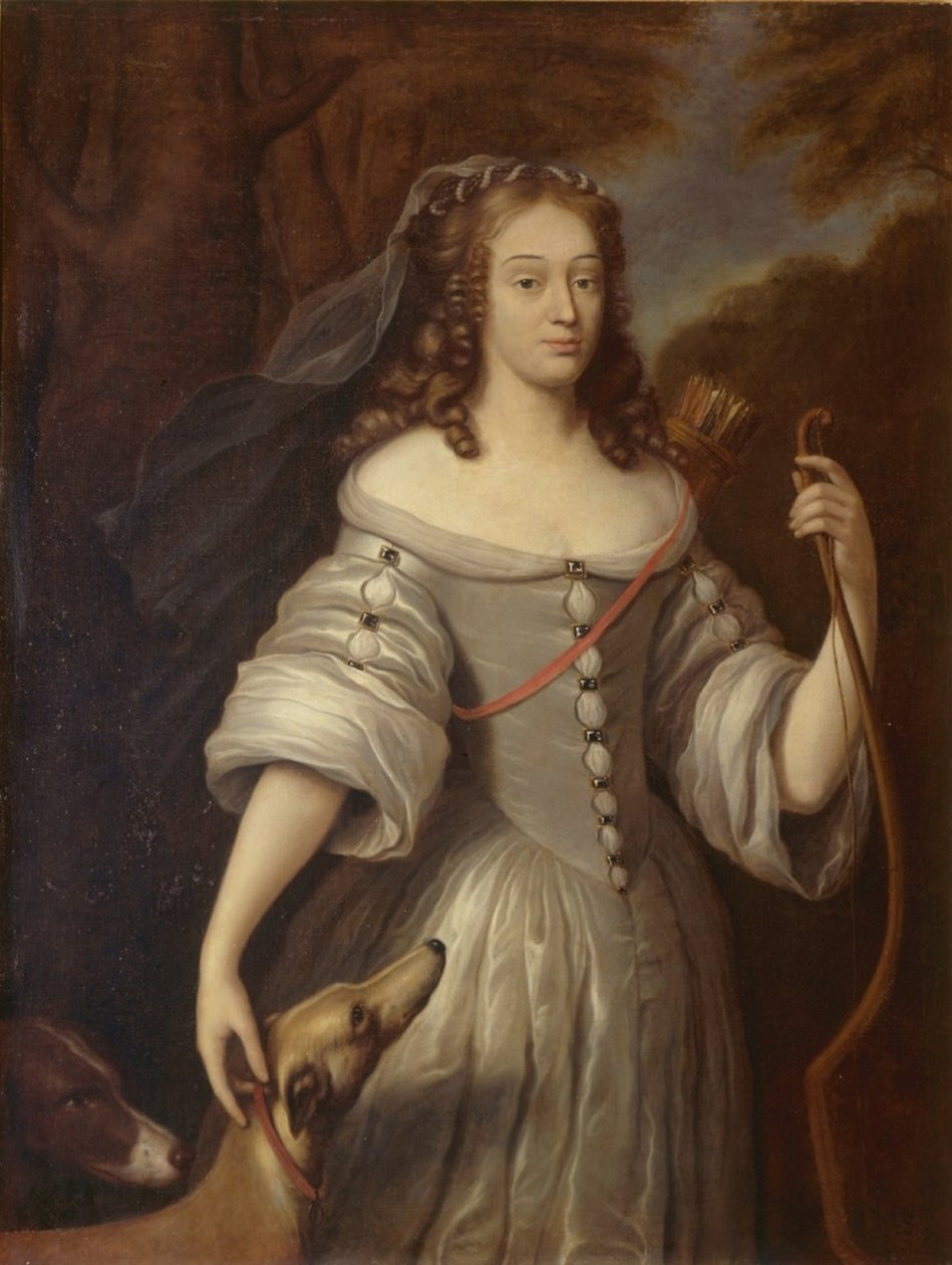 Portret van Louise-Françoise de La Baume Le Blanc, hertogin van La Vallière als Diana door After Claude Lefèbvre