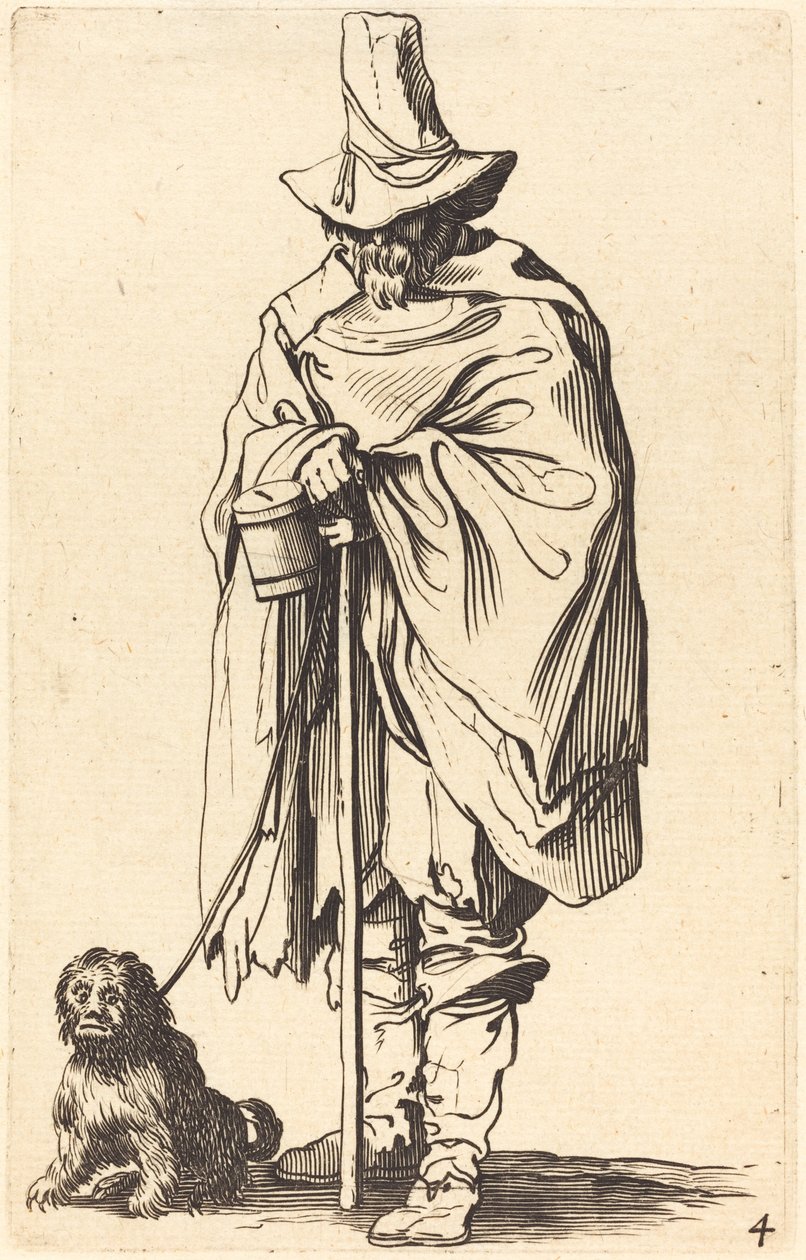 Bedelaar met Hond door After Jacques Callot