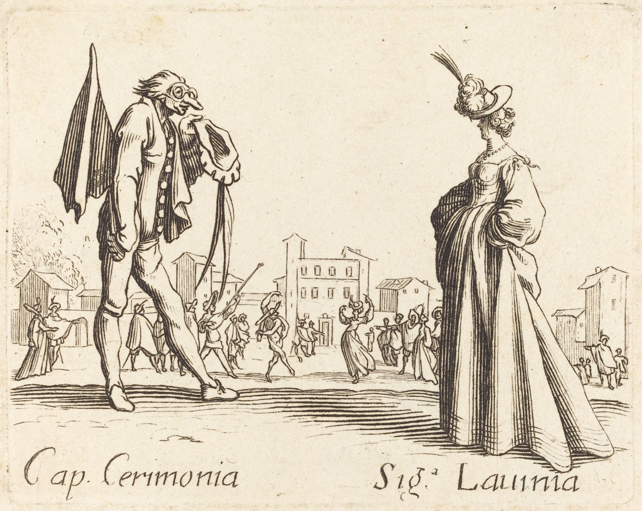 Kapitein Cerimonia en mevrouw Lavinia door After Jacques Callot