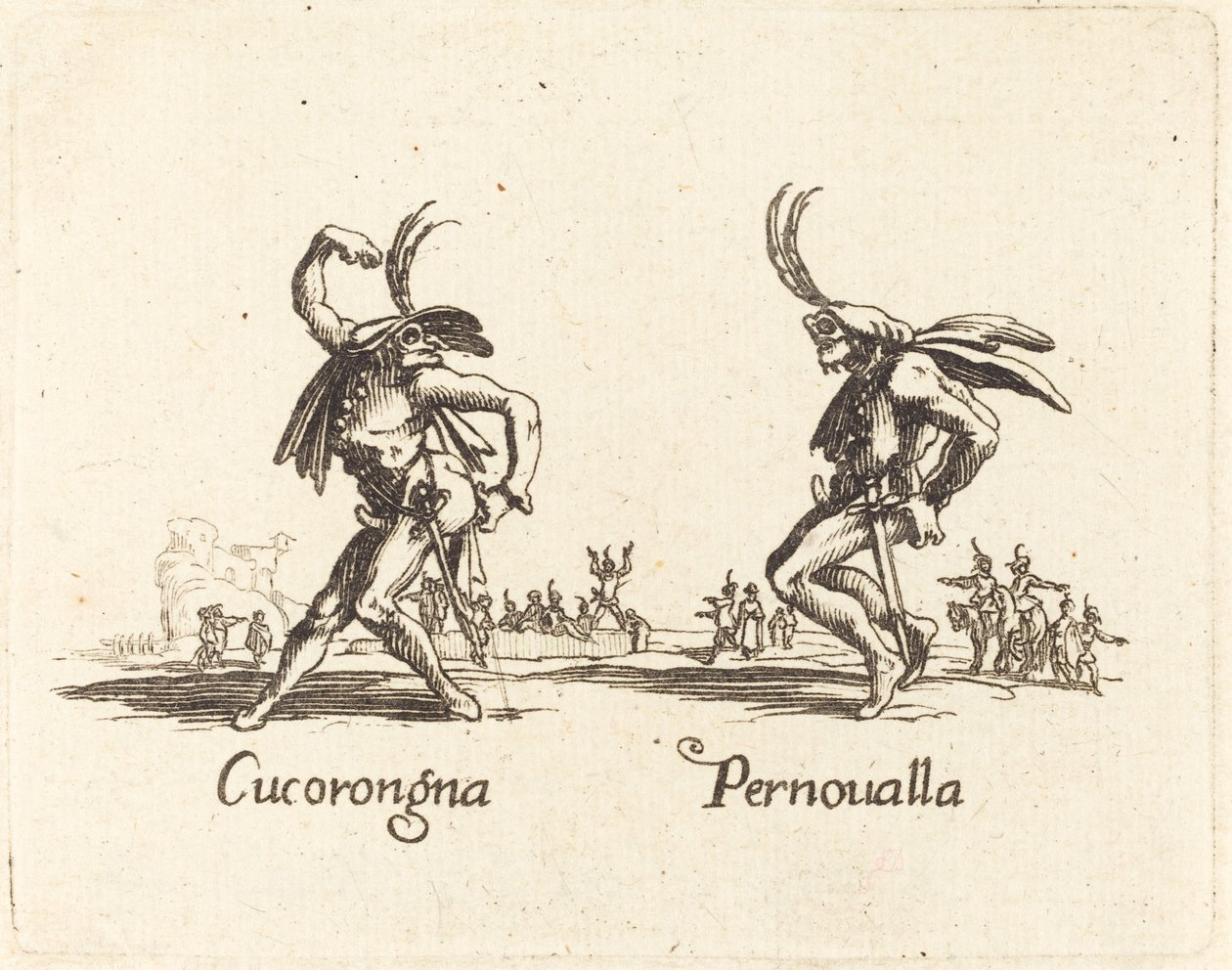 Cucorongna en Pernoualla door After Jacques Callot