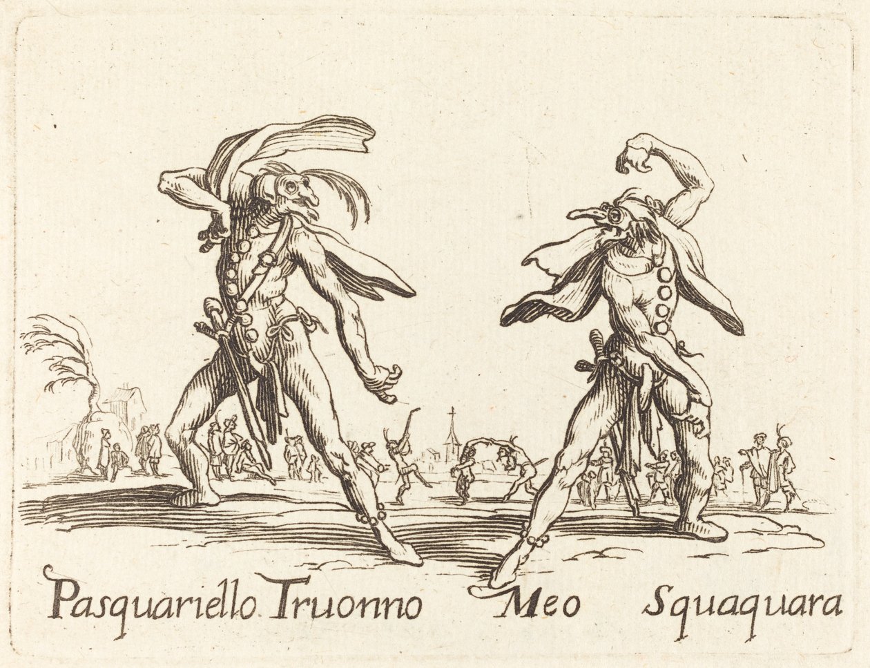 Pasquariello Truonno en Meo Squaquara door After Jacques Callot