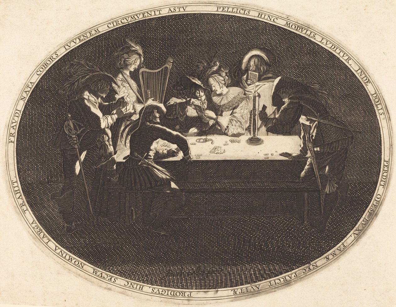 De kaartspelers door After Jacques Callot