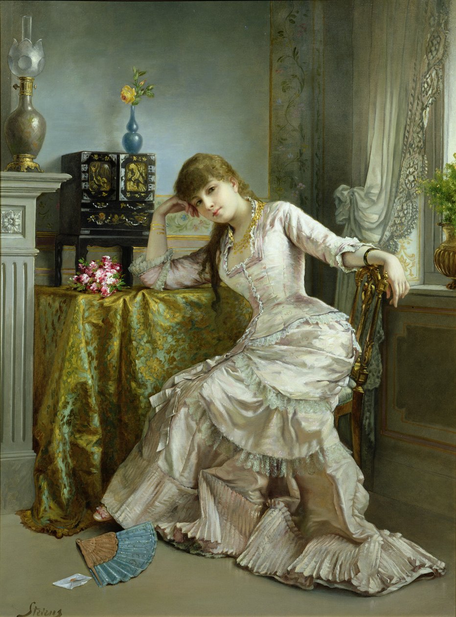 Portret van een Jonge Vrouw door Agapit Stevens