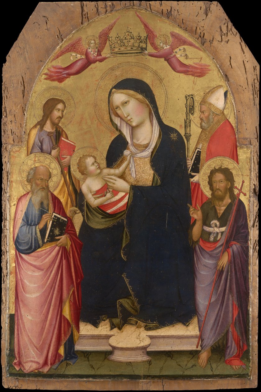 Madonna en kind met Sint Jan de Evangelist door Agnolo Gaddi