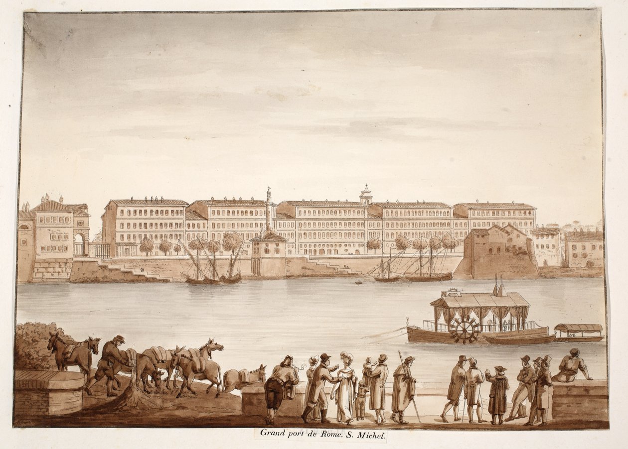 Porto di Ripa Grande en Ospizio di S. Michele, 1833 door Agostino Tofanelli