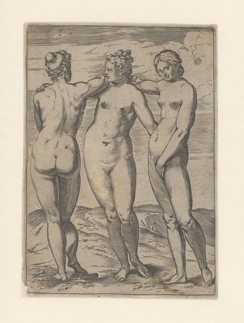 De Drie Gratiën door Agostino Carracci