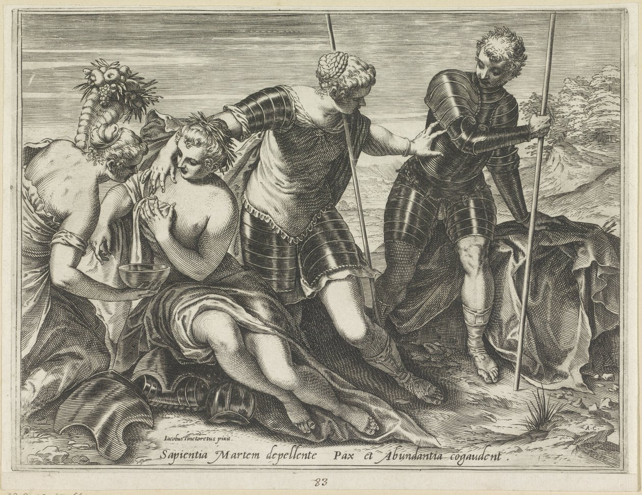 Mars weggestuurd door Minerva door Agostino Carracci