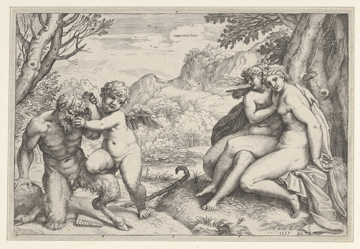 Omnia Vincit Amor door Agostino Carracci