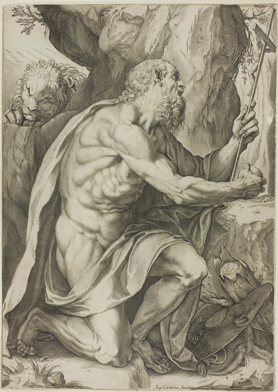 Sint Hiëronymus in boetedoening door Agostino Carracci