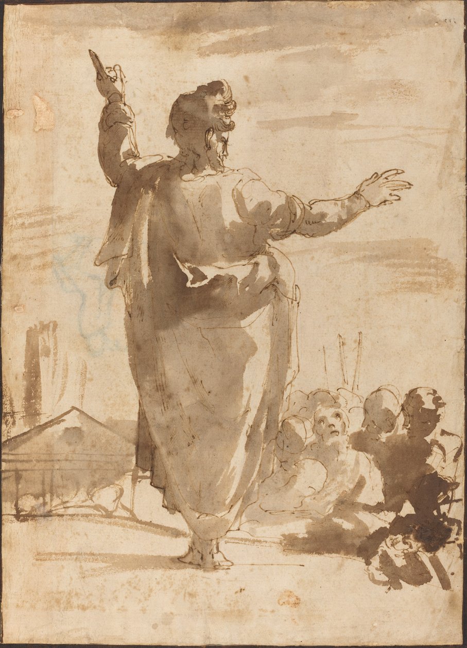Sint Paulus Predikend door Agostino Carracci