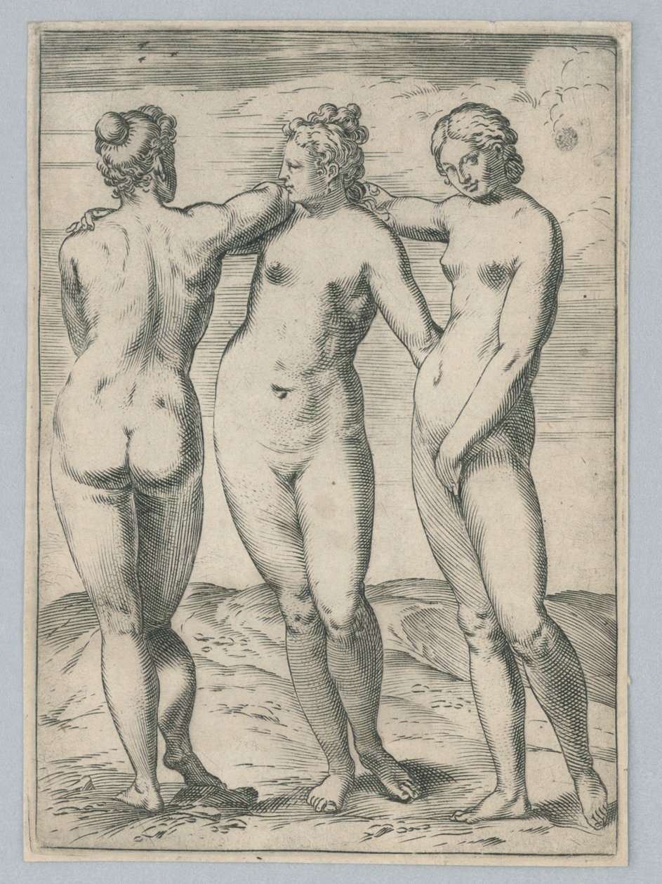 De Drie Gratiën door Agostino Carracci