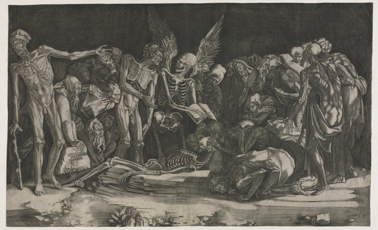 Allegorie van de dood en roem, 1518 door Agostino Musi