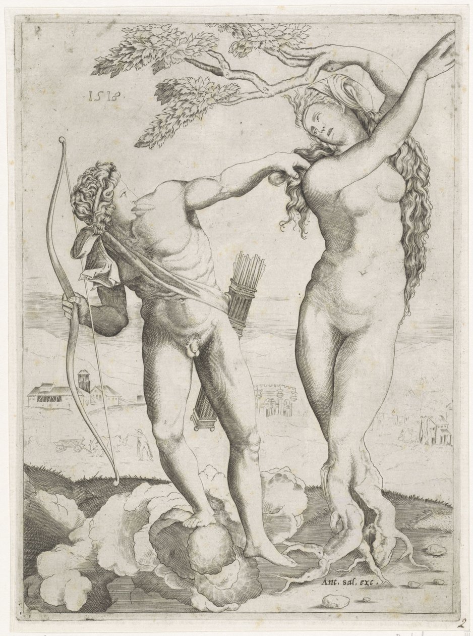 Apollo en Daphne door Agostino Veneziano