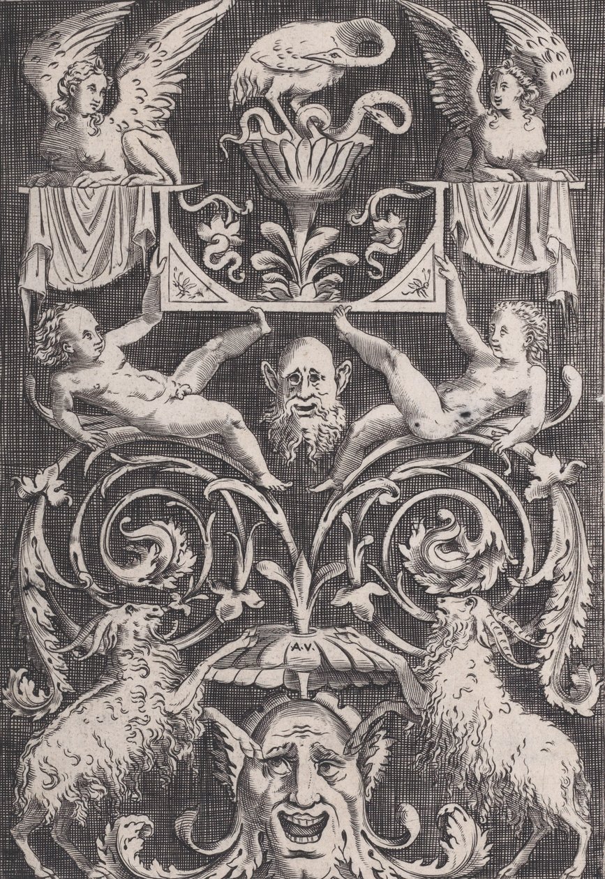 Ornamentaal Paneel, ca. 1514-36 door Agostino Veneziano