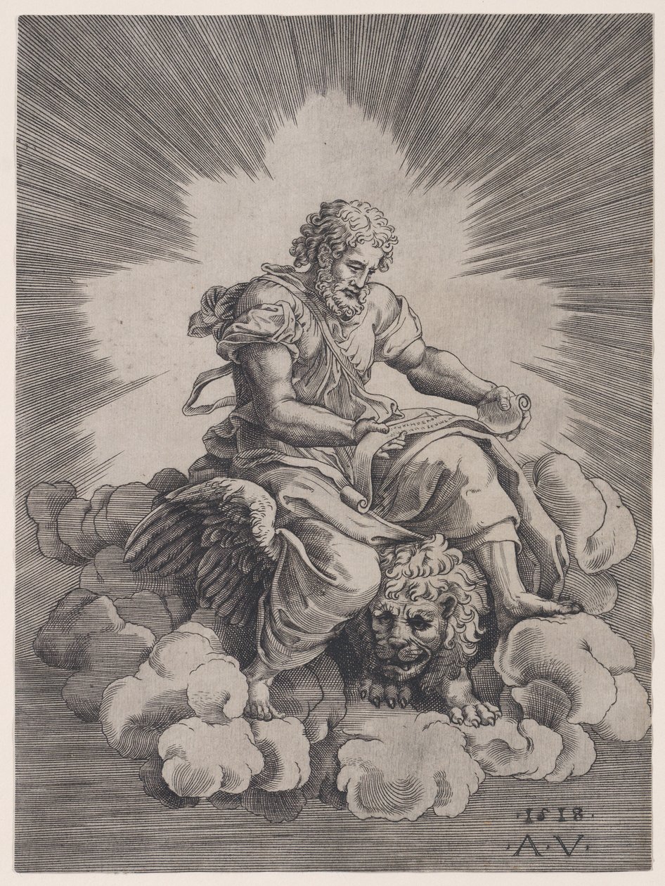 Sint Marcus, gedateerd 1518 door Agostino Veneziano