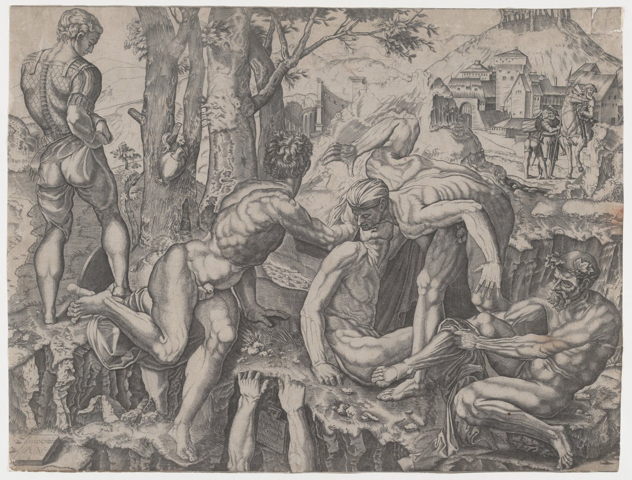 De klimmers door Agostino Veneziano