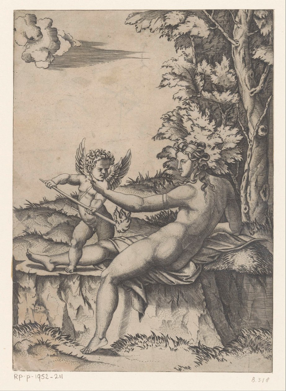 Venus en Amor door Agostino Veneziano