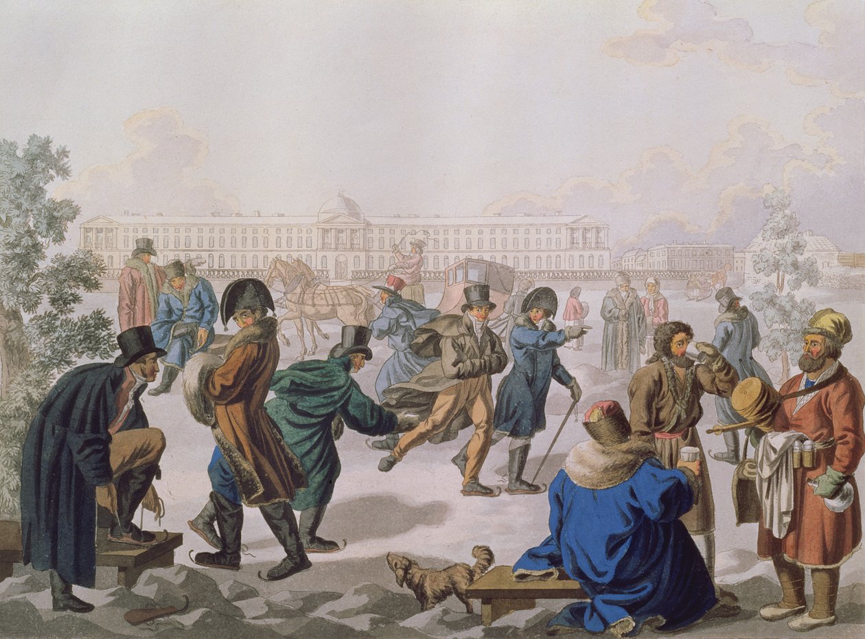 Schaatsen op de Neva door Akim Egorovich Karneev