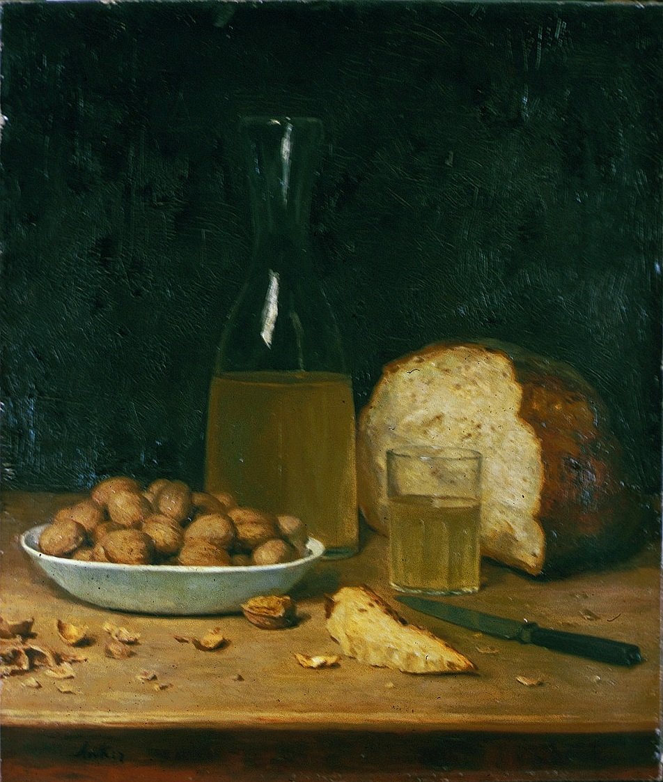 Nieuwe witte wijn en noten door Albert Anker