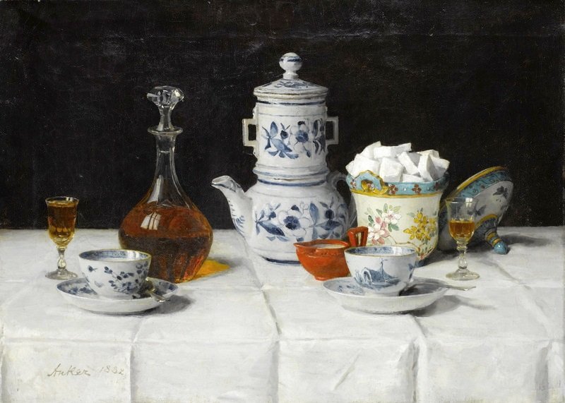 Stilleven met koffie door Albert Anker