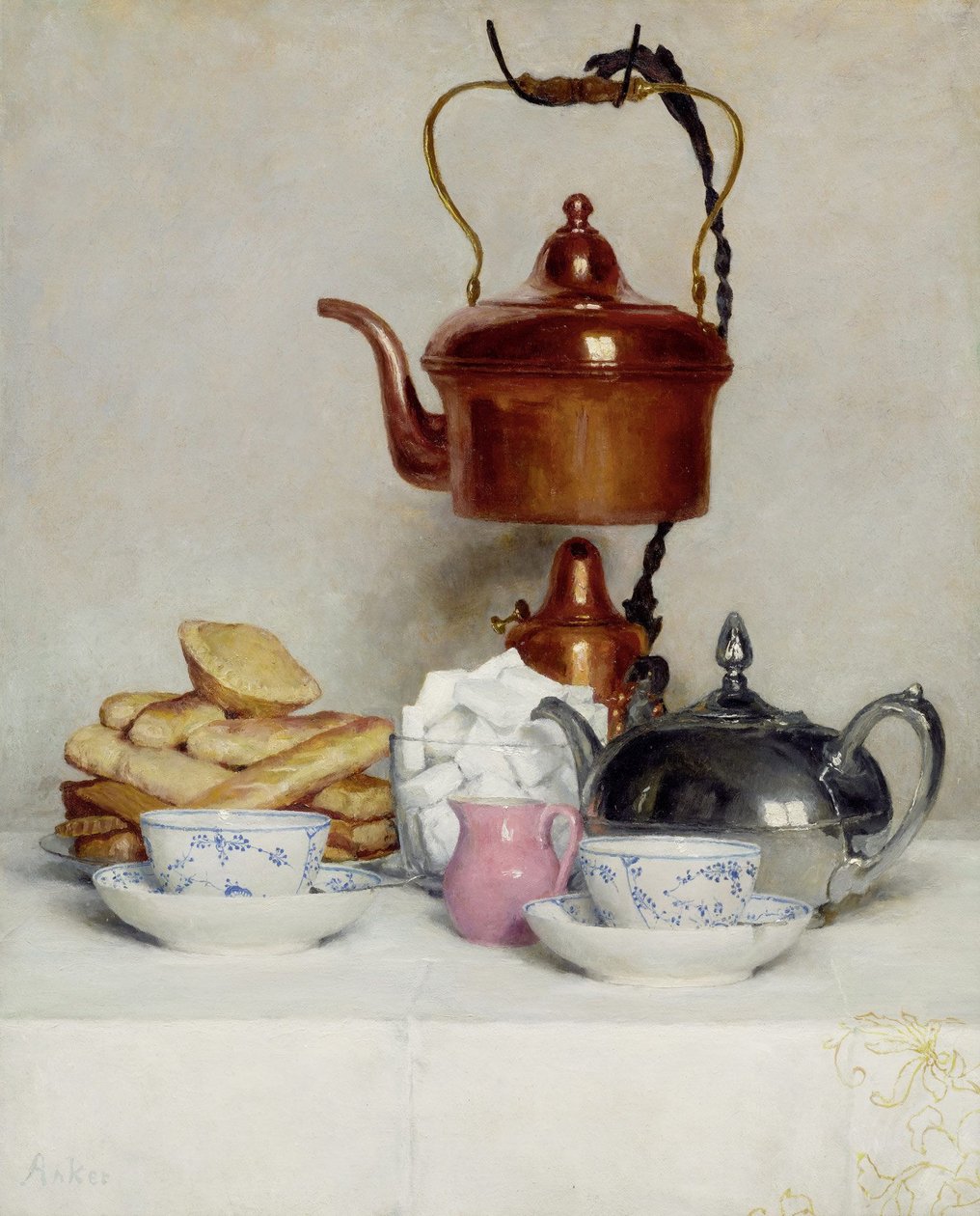 Stilleven theeservies door Albert Anker