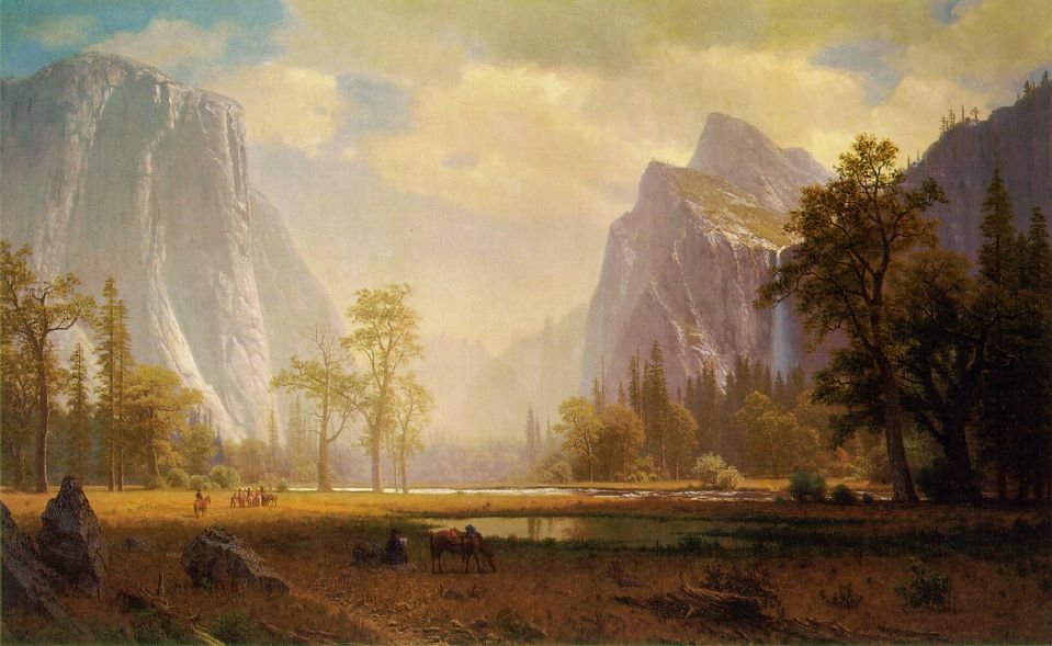 Kijkend naar Yosemite Valley door Albert Bierstadt