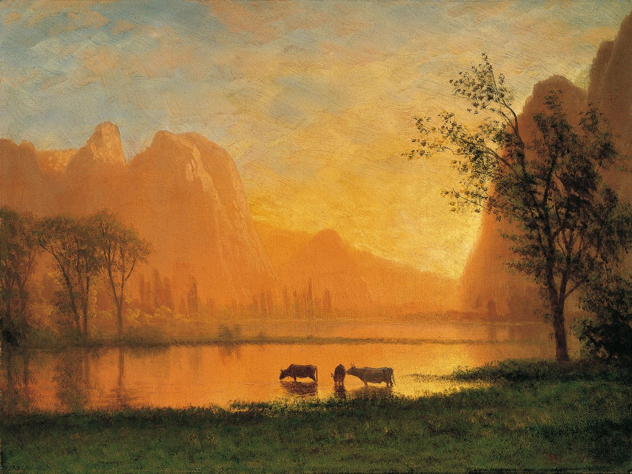 Zonsondergang in Yosemite door Albert Bierstadt