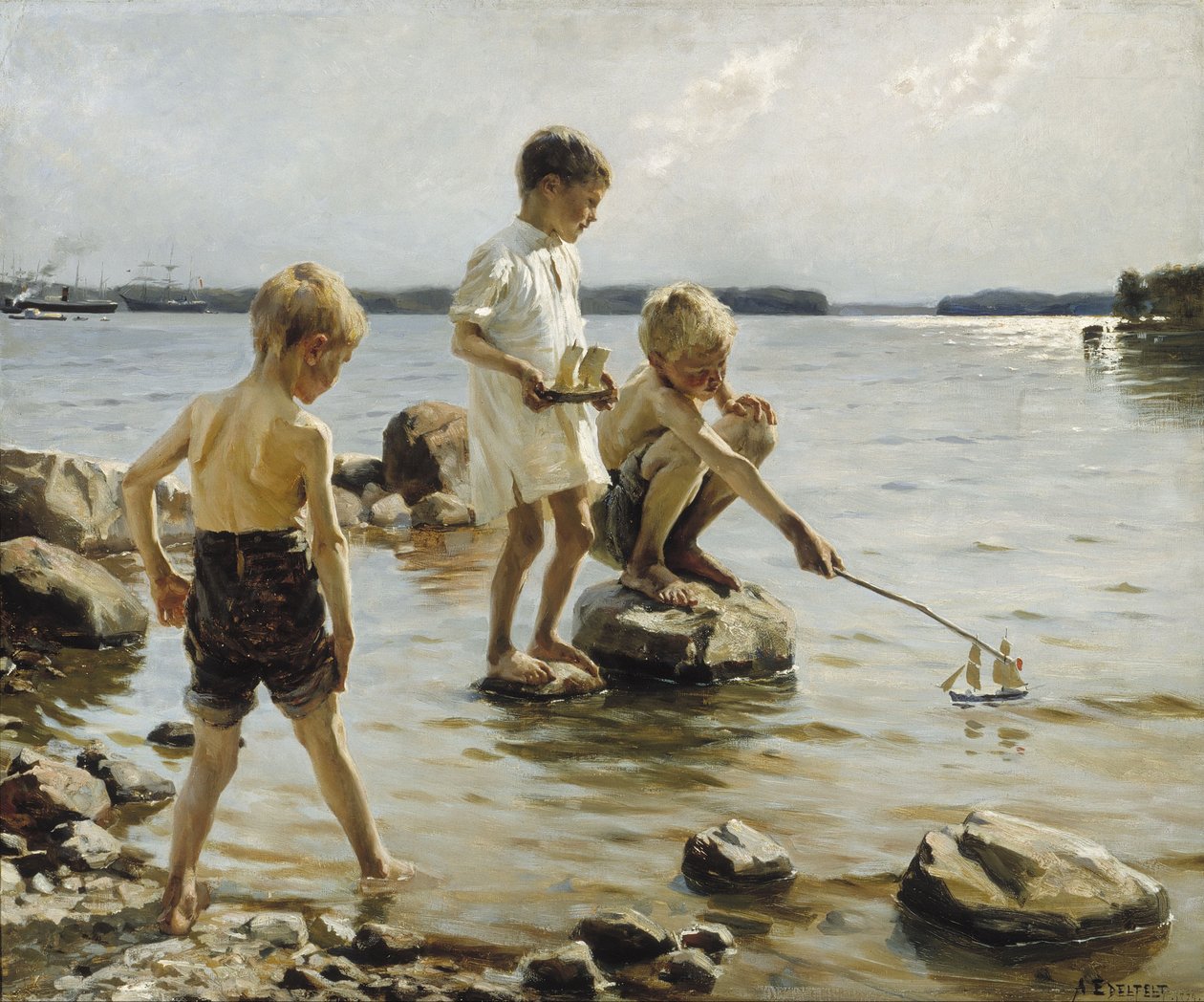 Jongens die op de Oever Spelen door Albert Gustaf Aristides Edelfelt