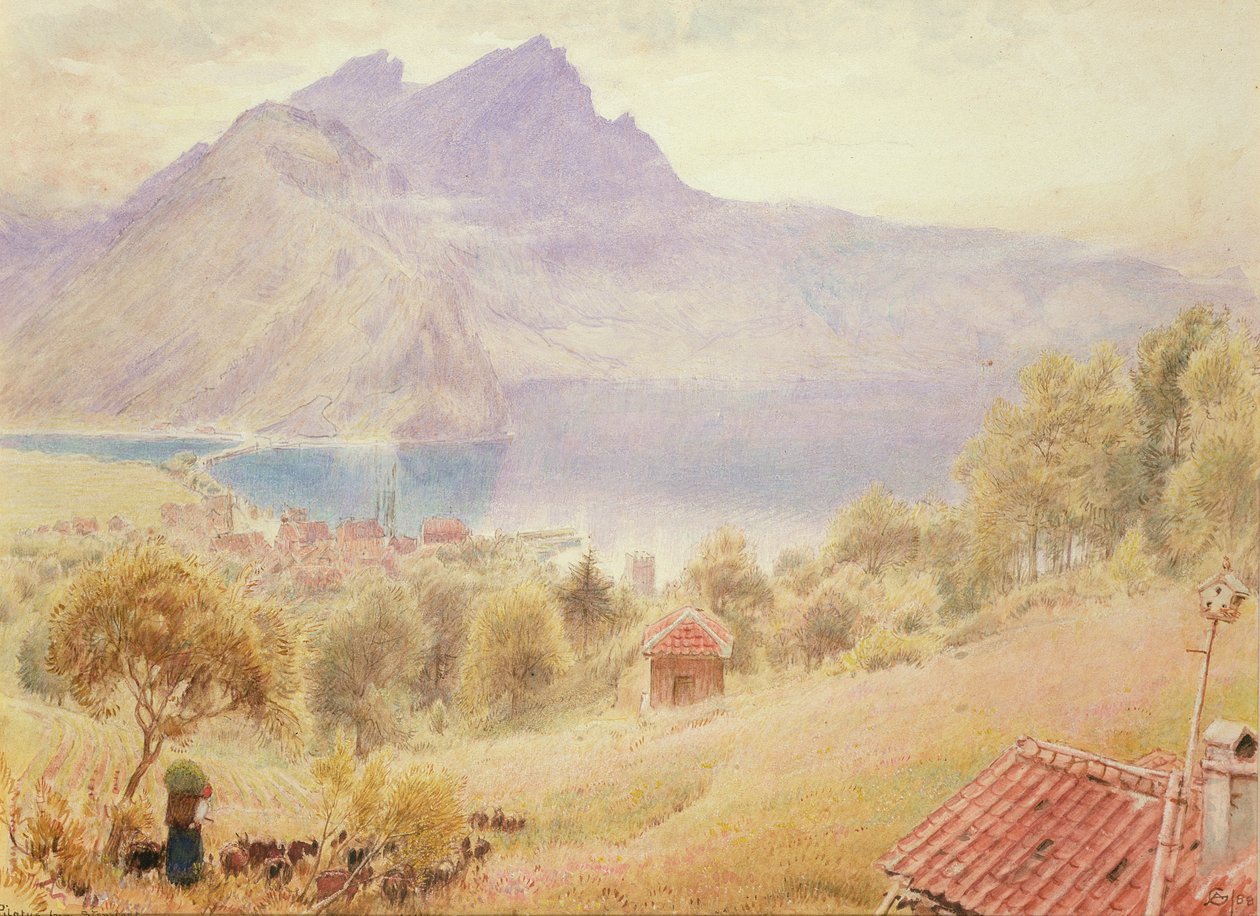Pilatus vanaf Stanstadt, Zwitserland door Albert Goodwin