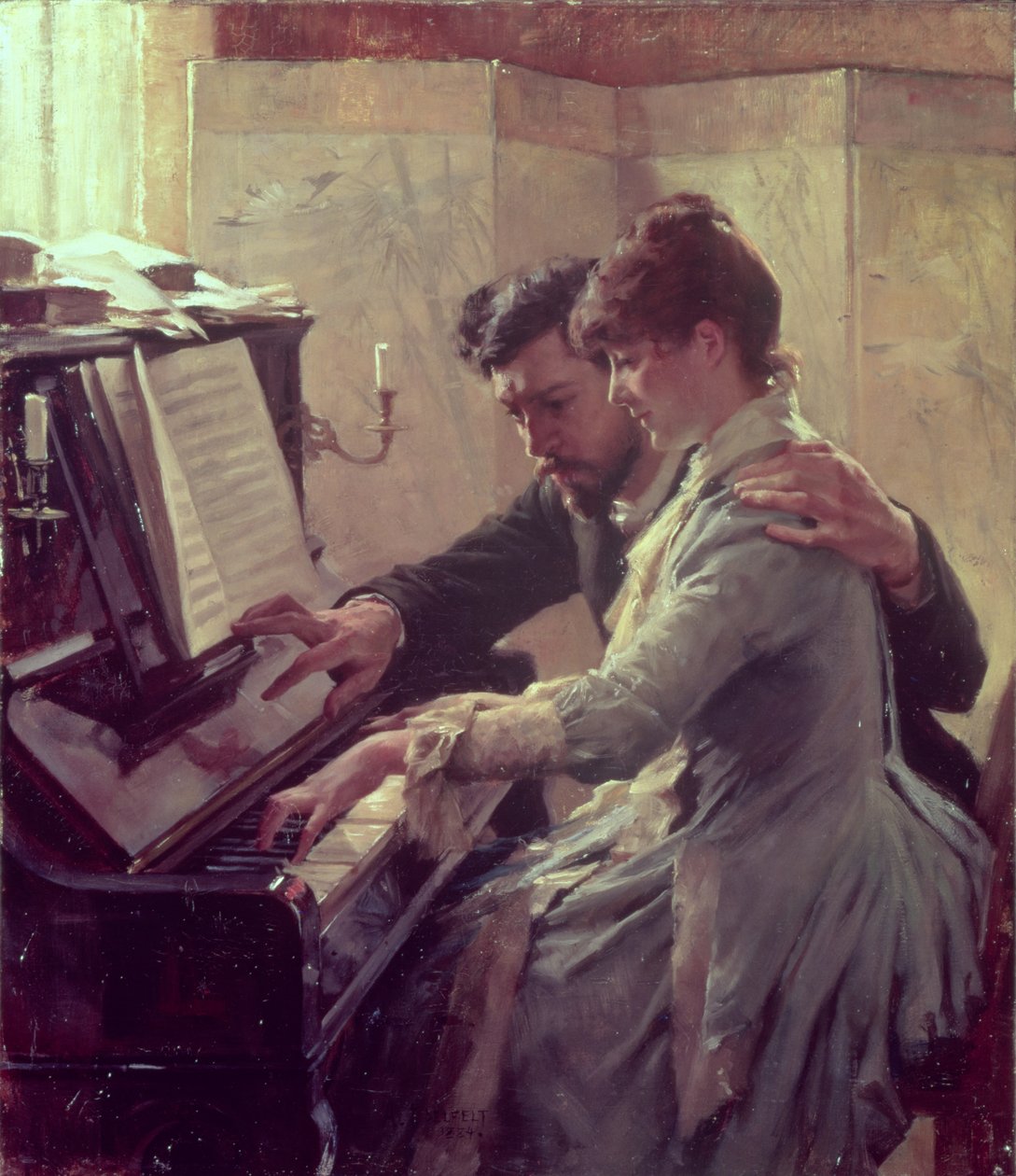 Aan de Piano door Albert Gustaf Aristides Edelfelt