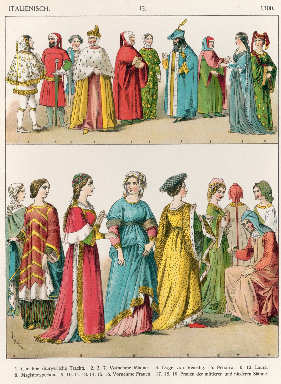 Italiaanse Kleding, ca. 1300, uit 