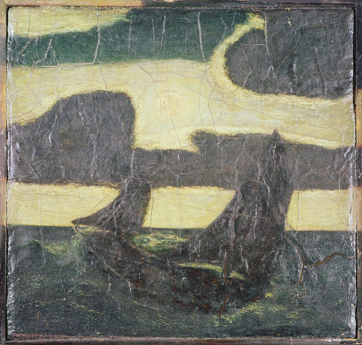 Zeilboten door Albert Pinkham Ryder
