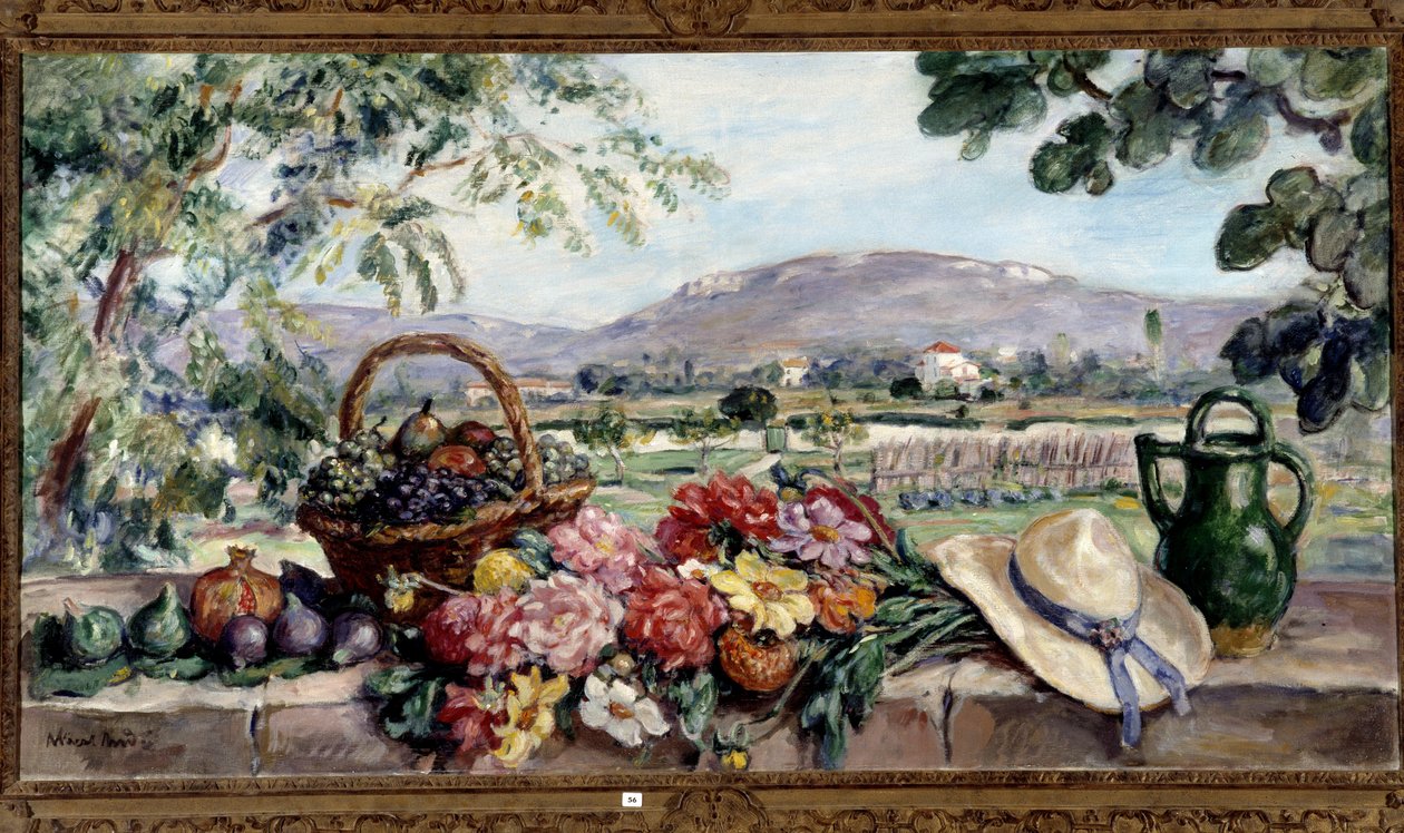 Compositie met bloemen en vruchten door Albert Andre