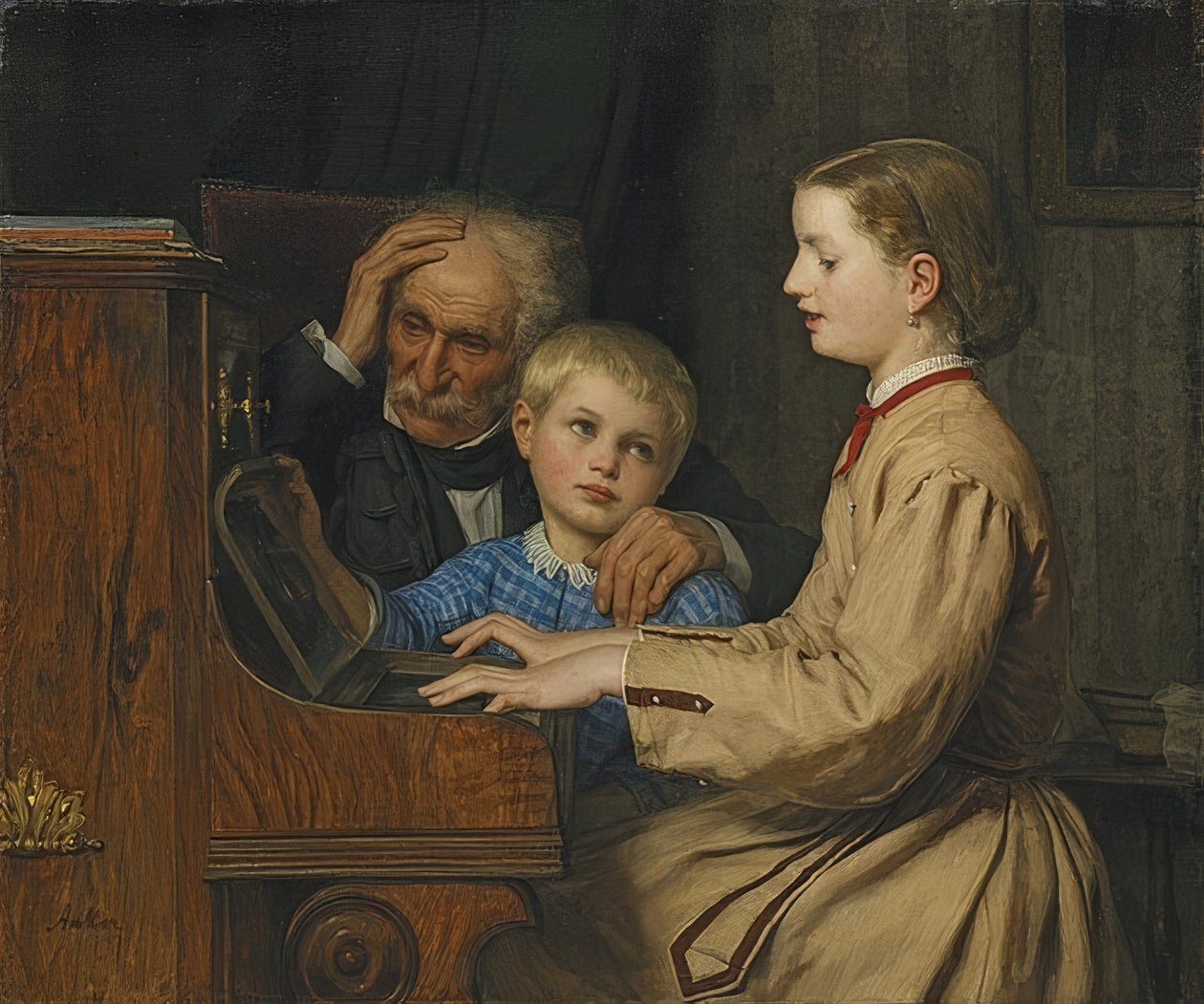 Het Lied van het Vaderland. 1874 door Albert Anker