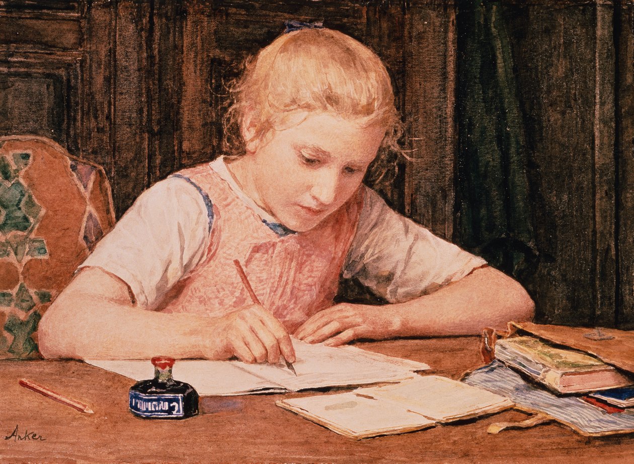 Het Schoolmeisje door Albert Anker