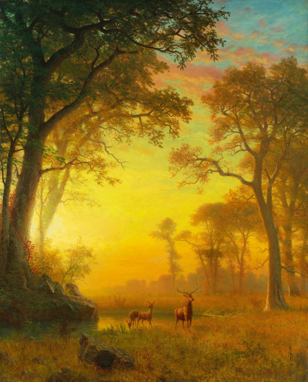 Licht in het bos door Albert Bierstadt