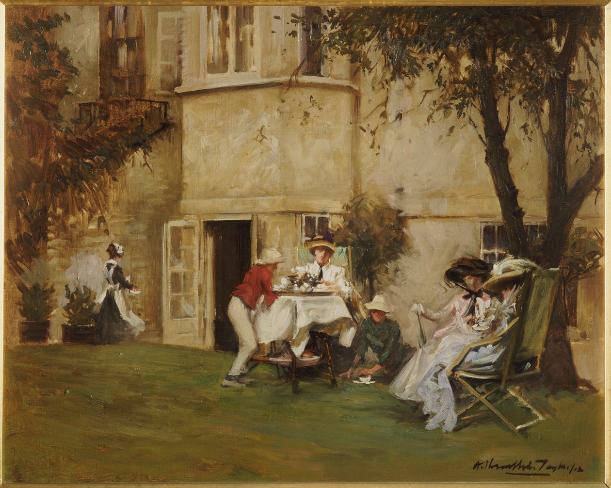 Thee in de tuin door Albert Chevallier Tayler