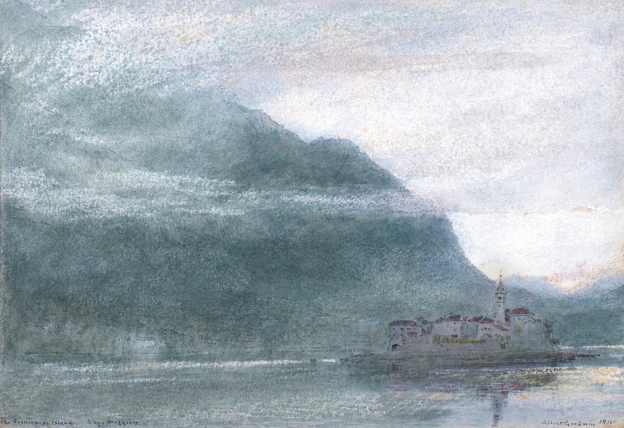 Het Vissers Eiland, Lago Maggiore door Albert Goodwin