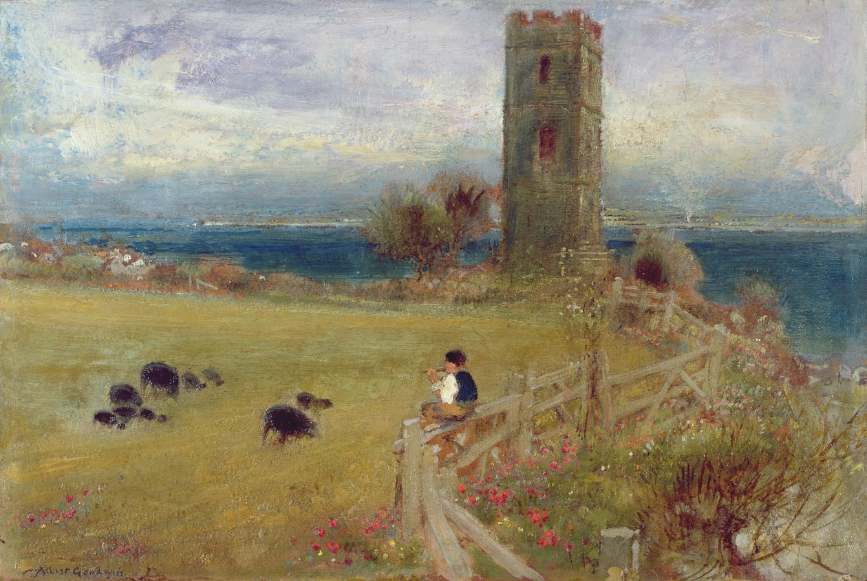 De Herdersjongen, Sidestrand, Norfolk door Albert Goodwin