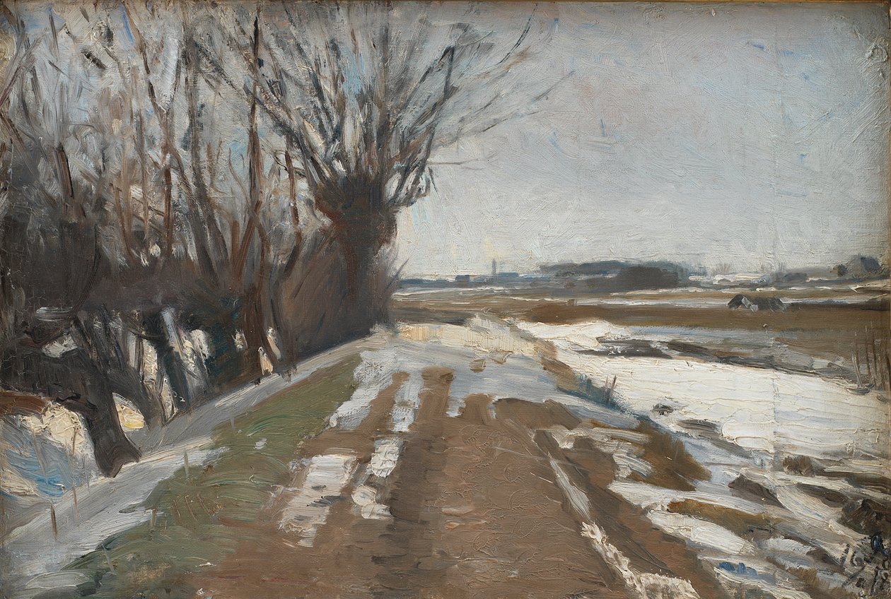 Winterlandschap. Utterslev bij Kopenhagen door Albert Gottschalk