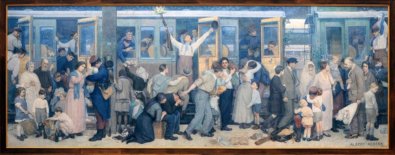 Het vertrek van de poilus – augustus 1914 door Albert Herter