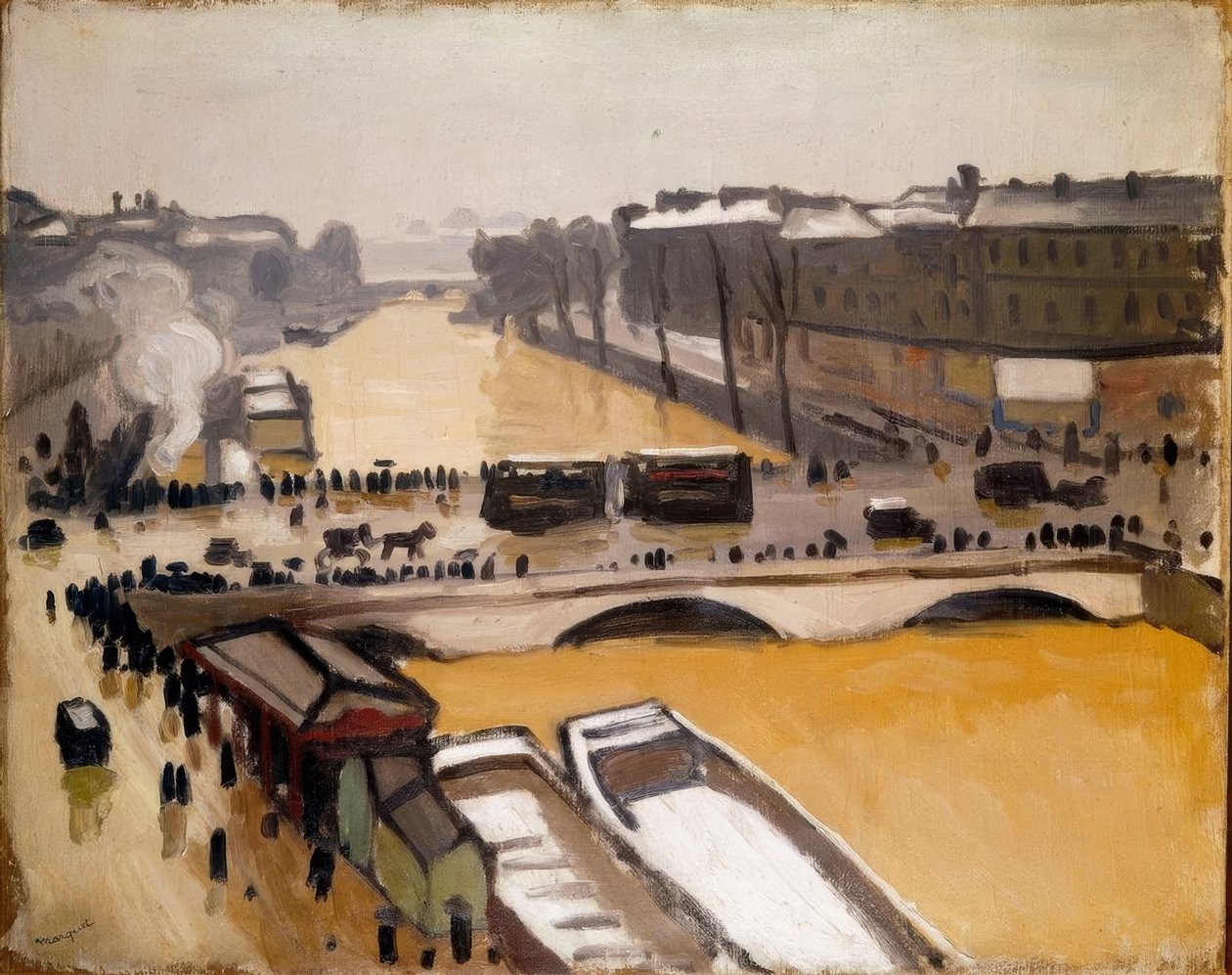 Overstroming bij Pont Saint-Michel door Albert Marquet